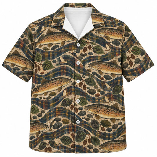 Tartan Tributary Brown Trout Hawaiian Shirt