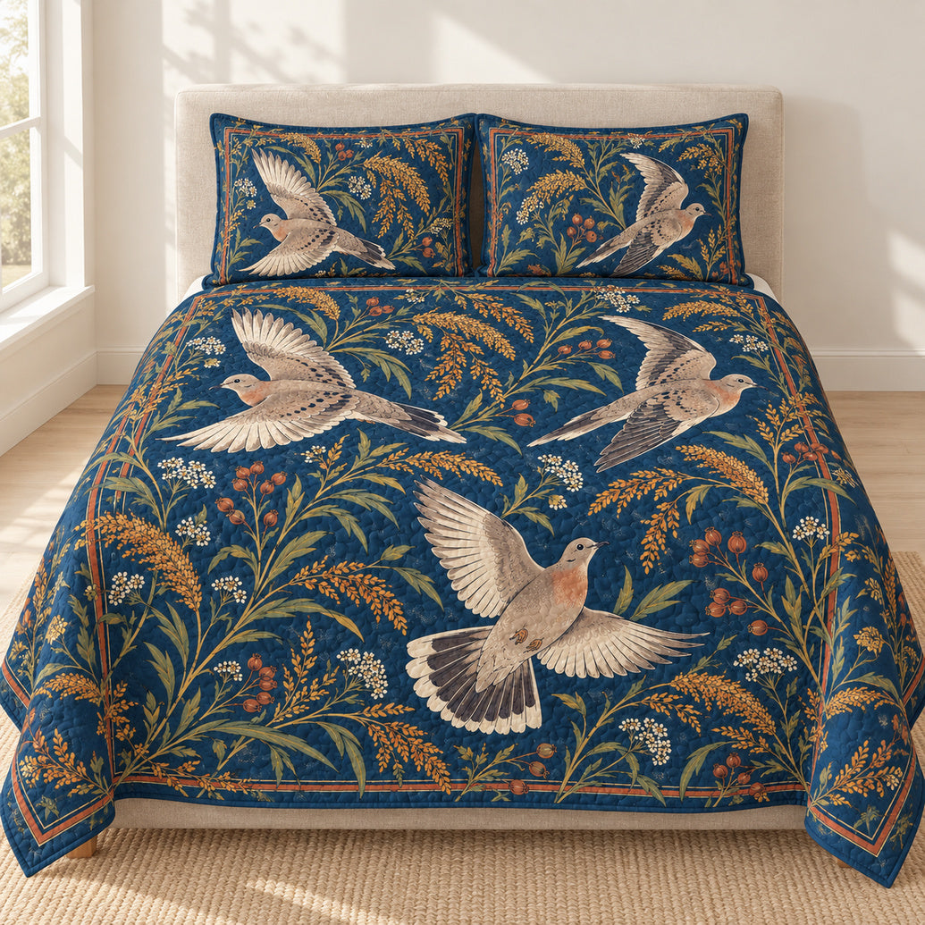 Doves Over Amber Fields Bedding Set