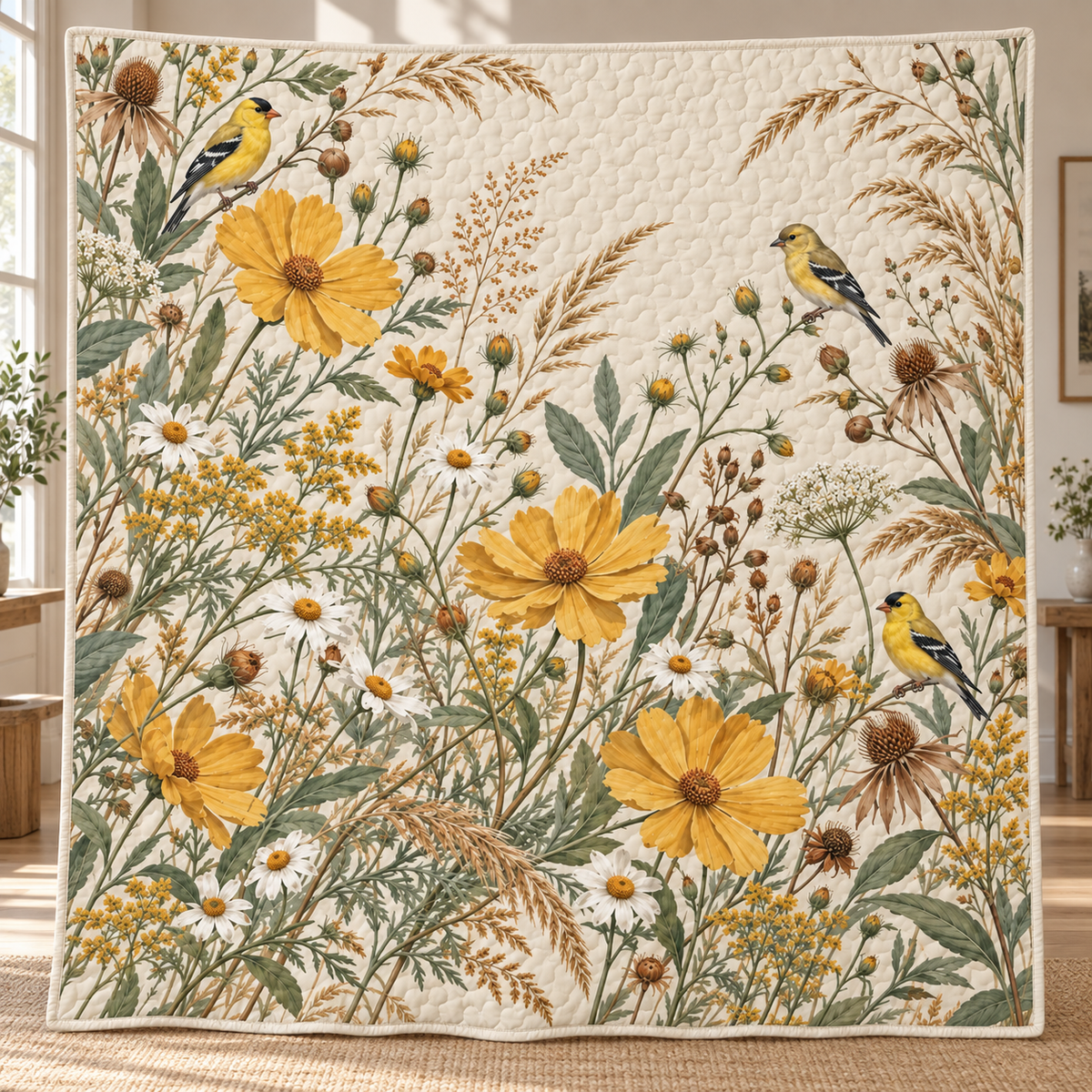 Meadow Song Botanical Quilt Blanket