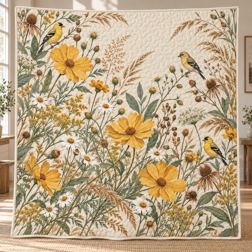 Meadow Song Botanical Quilt Blanket