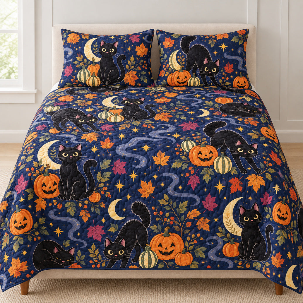 Pumpkin Moon Cat Parade Bedding Set