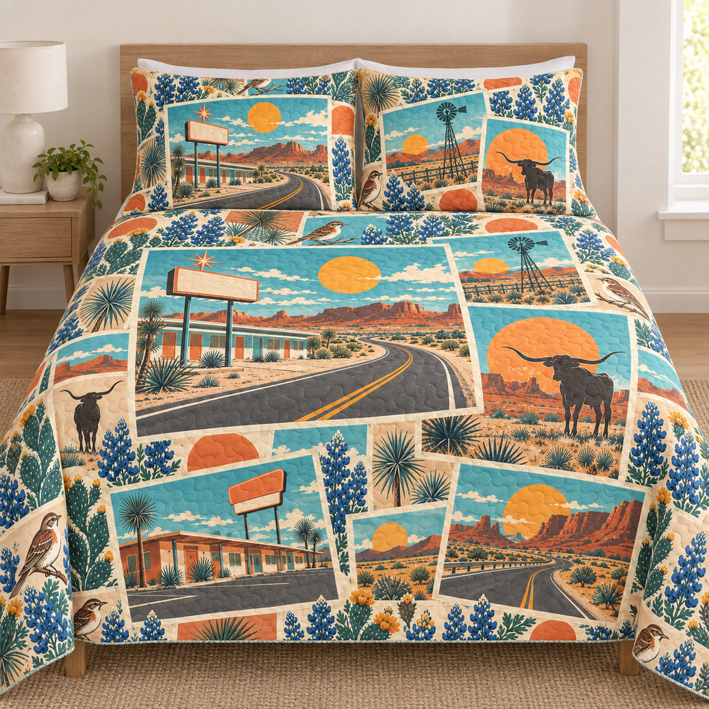Lone Star Roadside Collage Bedding Set