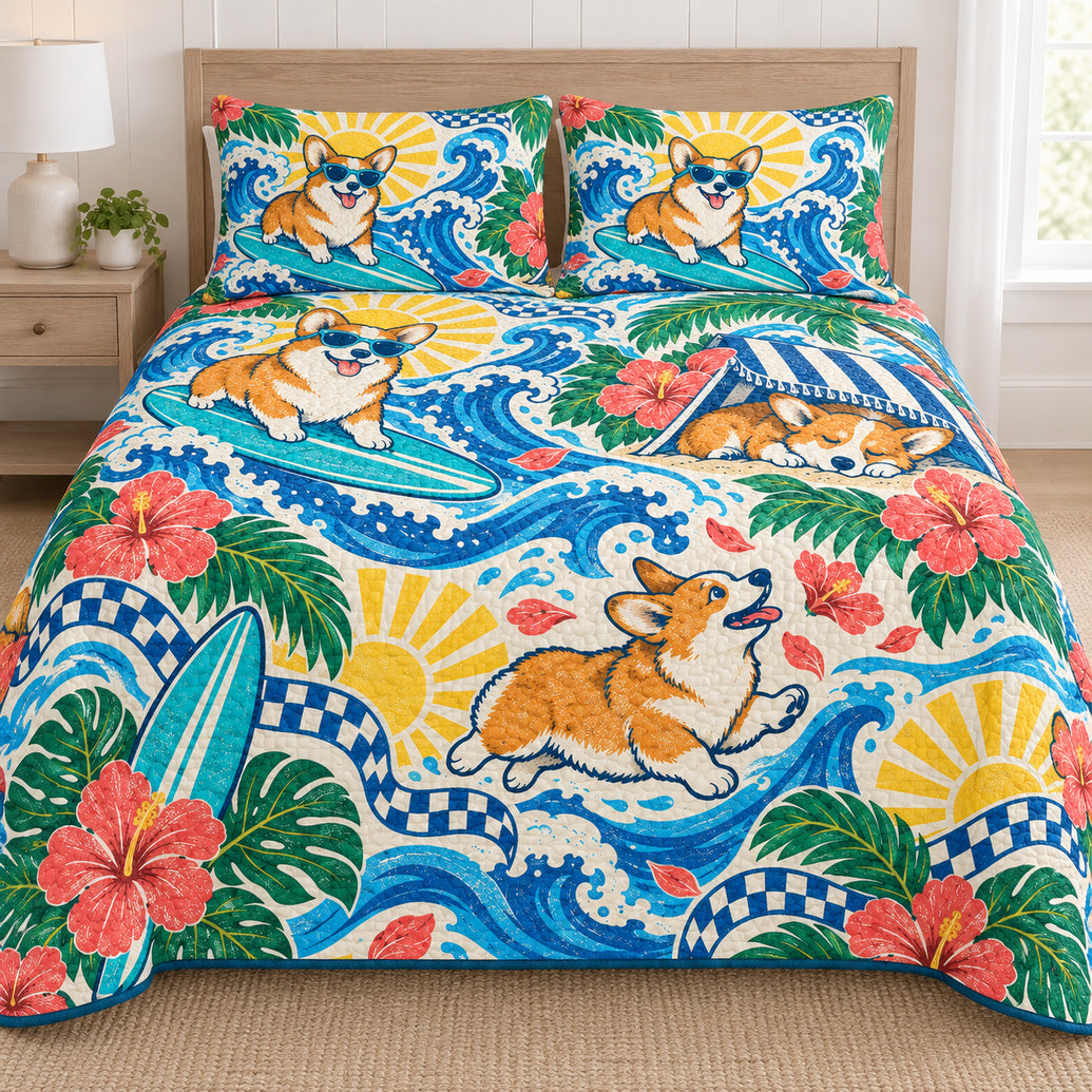 Corgi Coast Snack Parade Bedding Set