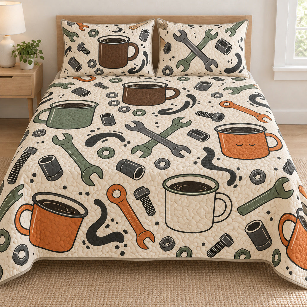 Coffee, Bolts, Repeat Bedding Set