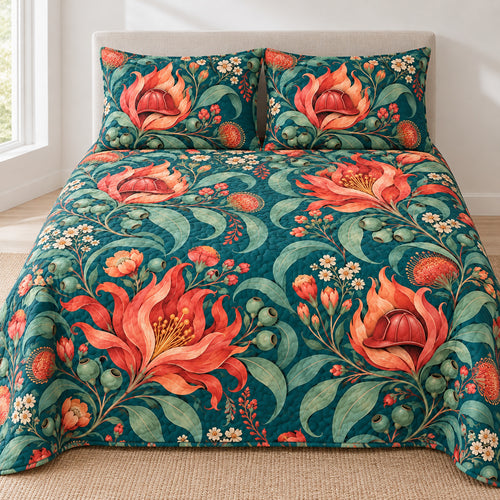 Teal Ember Herbarium Bedding Set