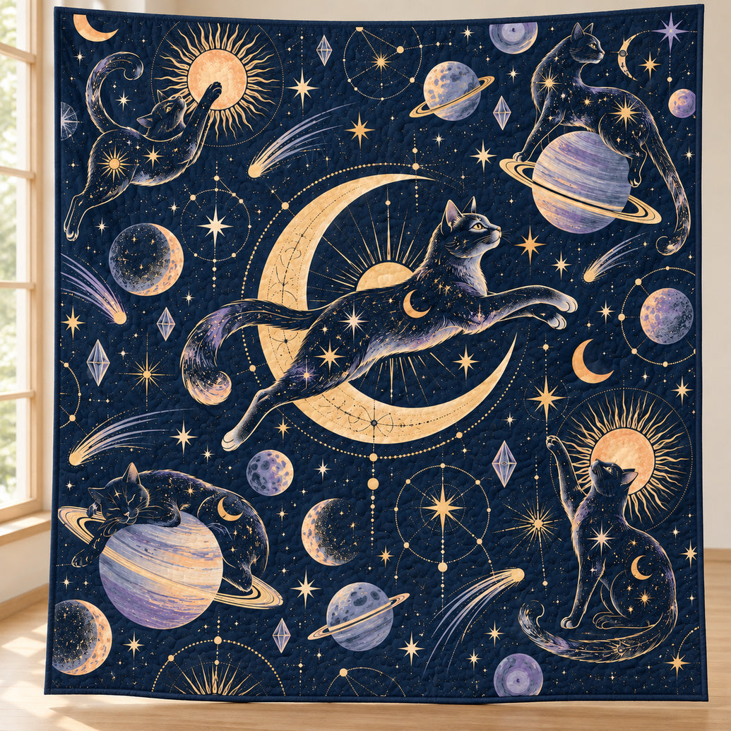 Moonlit Familiar Procession Quilt Blanket