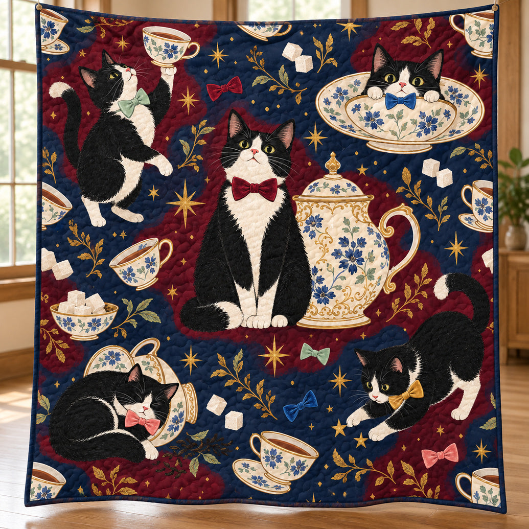 Tuxedo Tea Society Quilt Blanket