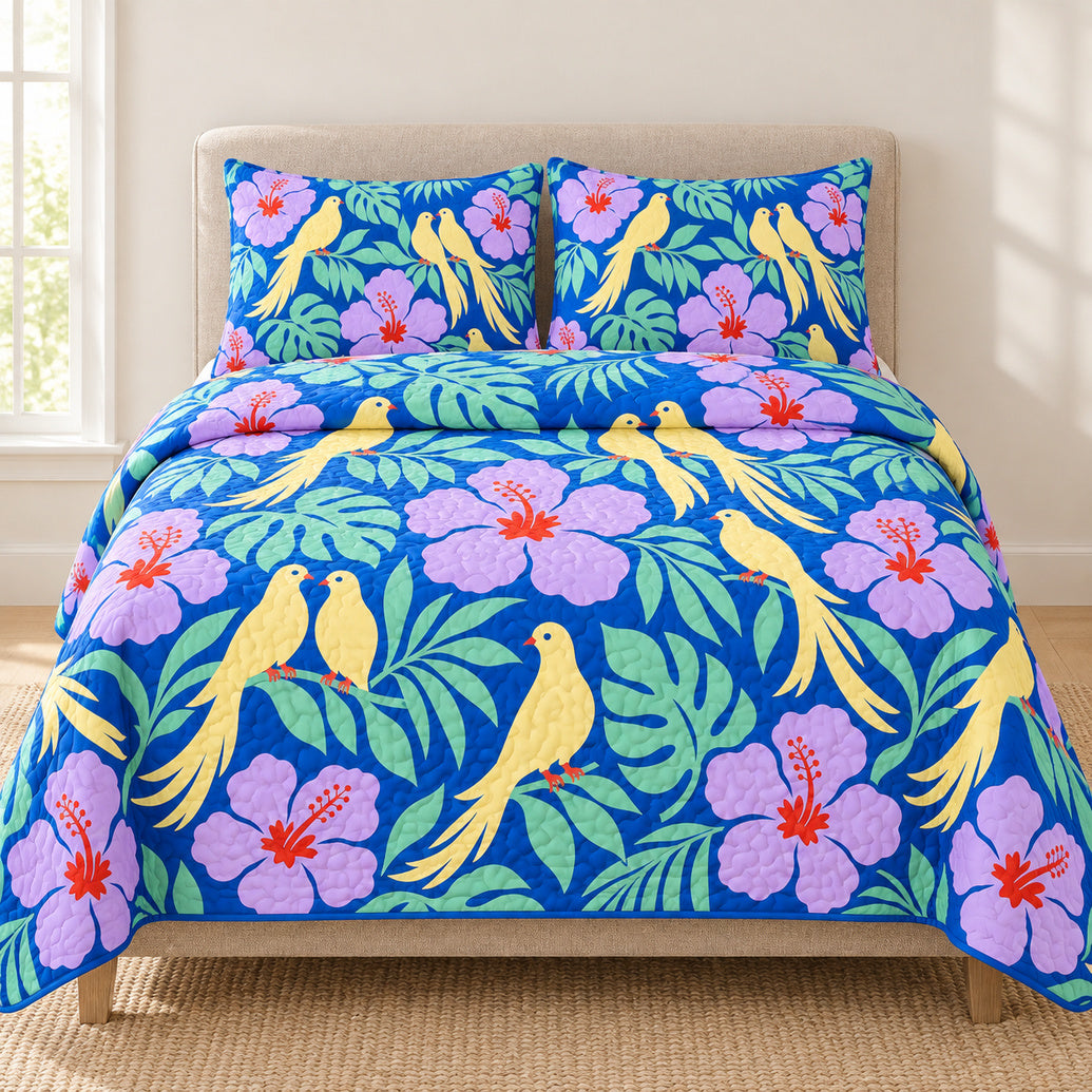 Cobalt Cut-Paper Dove Garden Bedding Set
