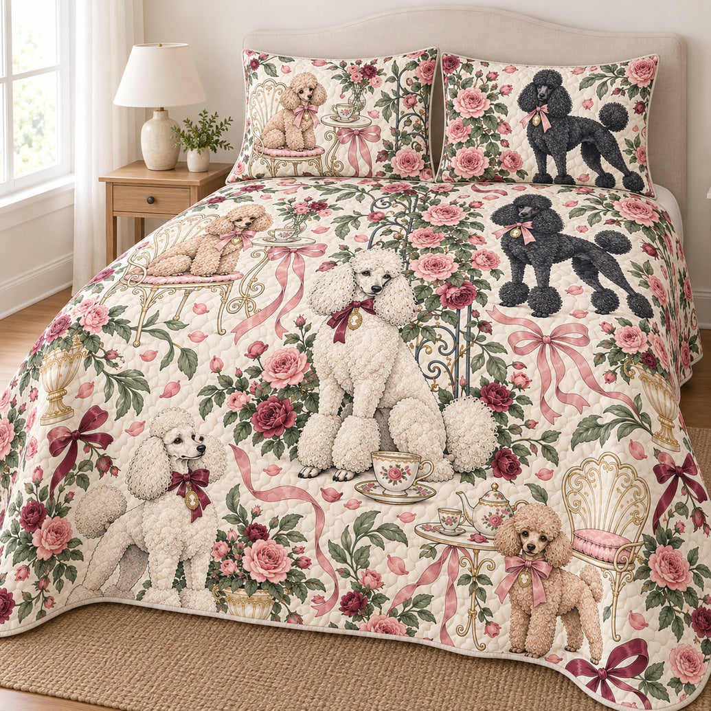 Poodle Rose Garden Tea Bedding Set