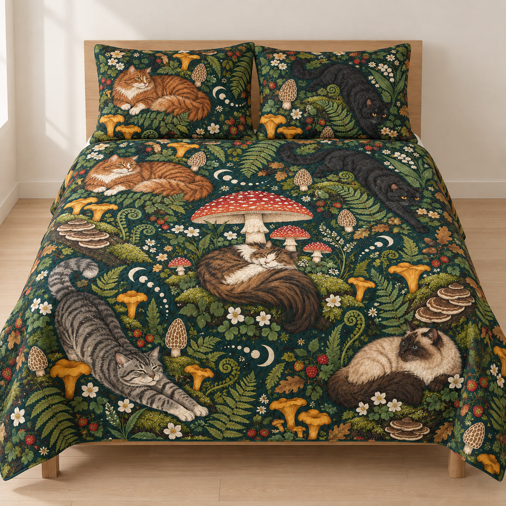 Mushroom Hearth Cats Bedding Set