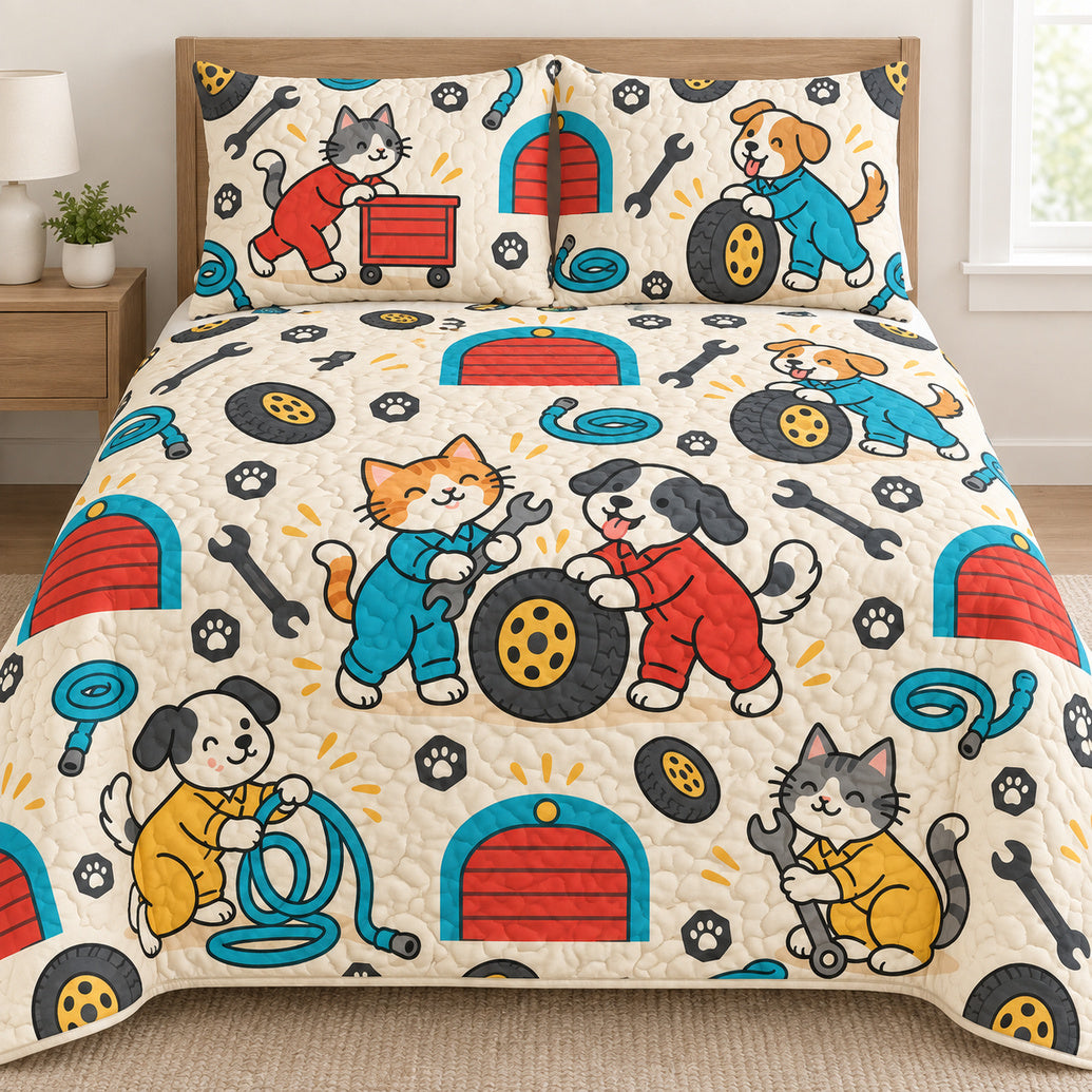Paws in the Pit Stop Bedding Set