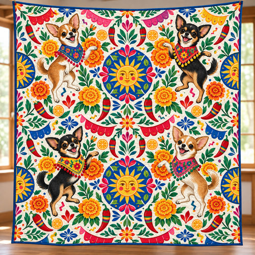 Chihuahua Sol y Marigold Quilt Blanket