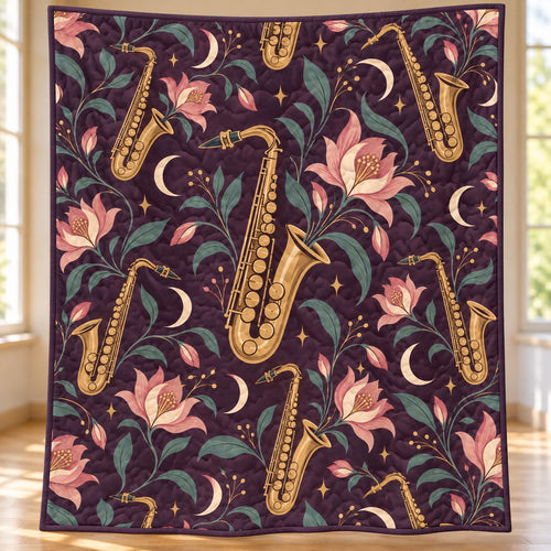 Saxophone Moon Garden Quilt Blanket