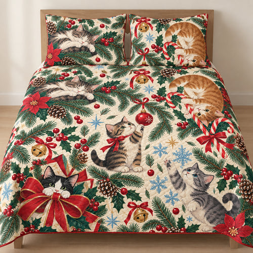 Evergreen Ornament Kittens Bedding Set