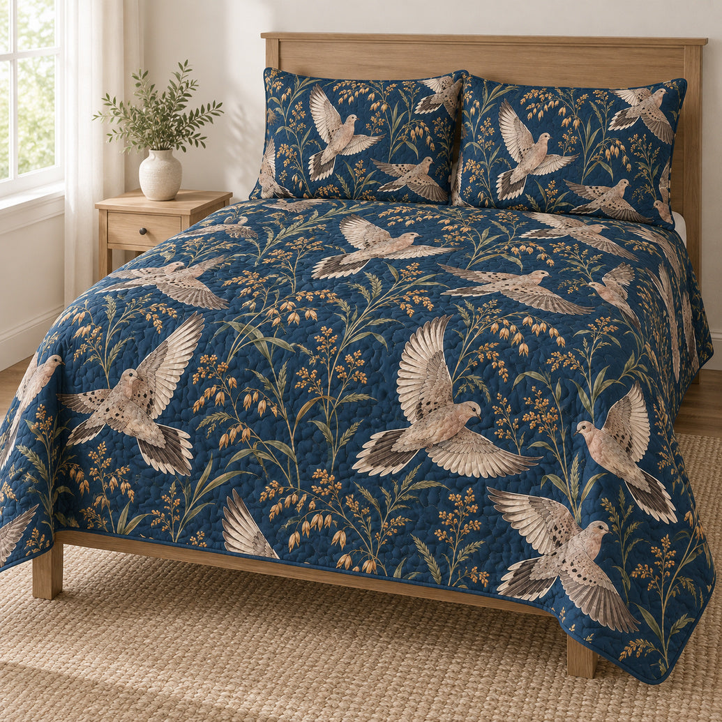 Doves Over Amber Fields Bedding Set