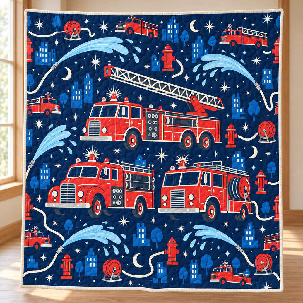 Red Rig Parade Quilt Blanket