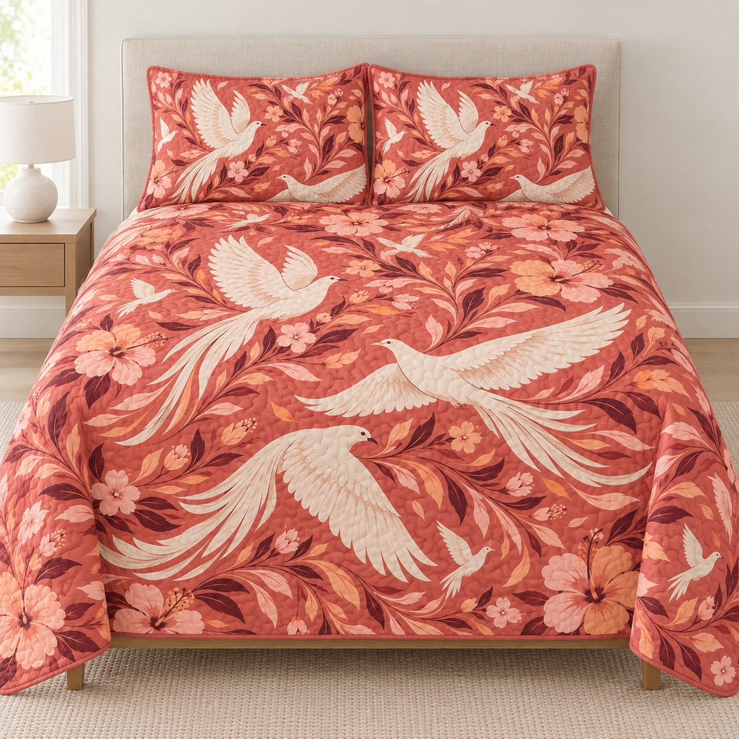 Coral Current Dove Flight Bedding Set