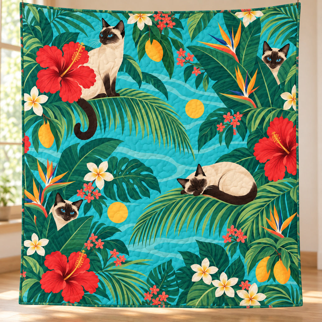 Siamese Sunroom Palms Quilt Blanket