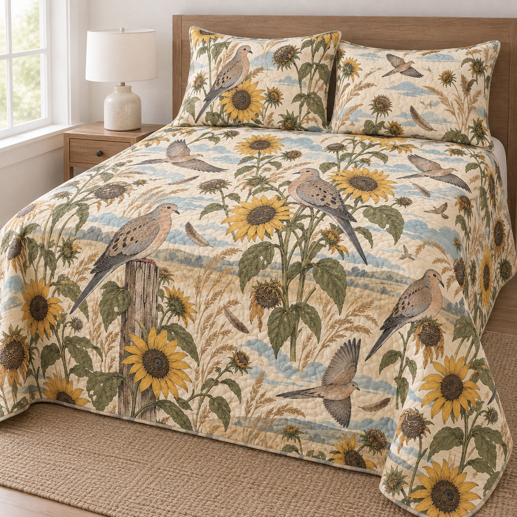 Prairie Sunflower Dove Mosaic Bedding Set