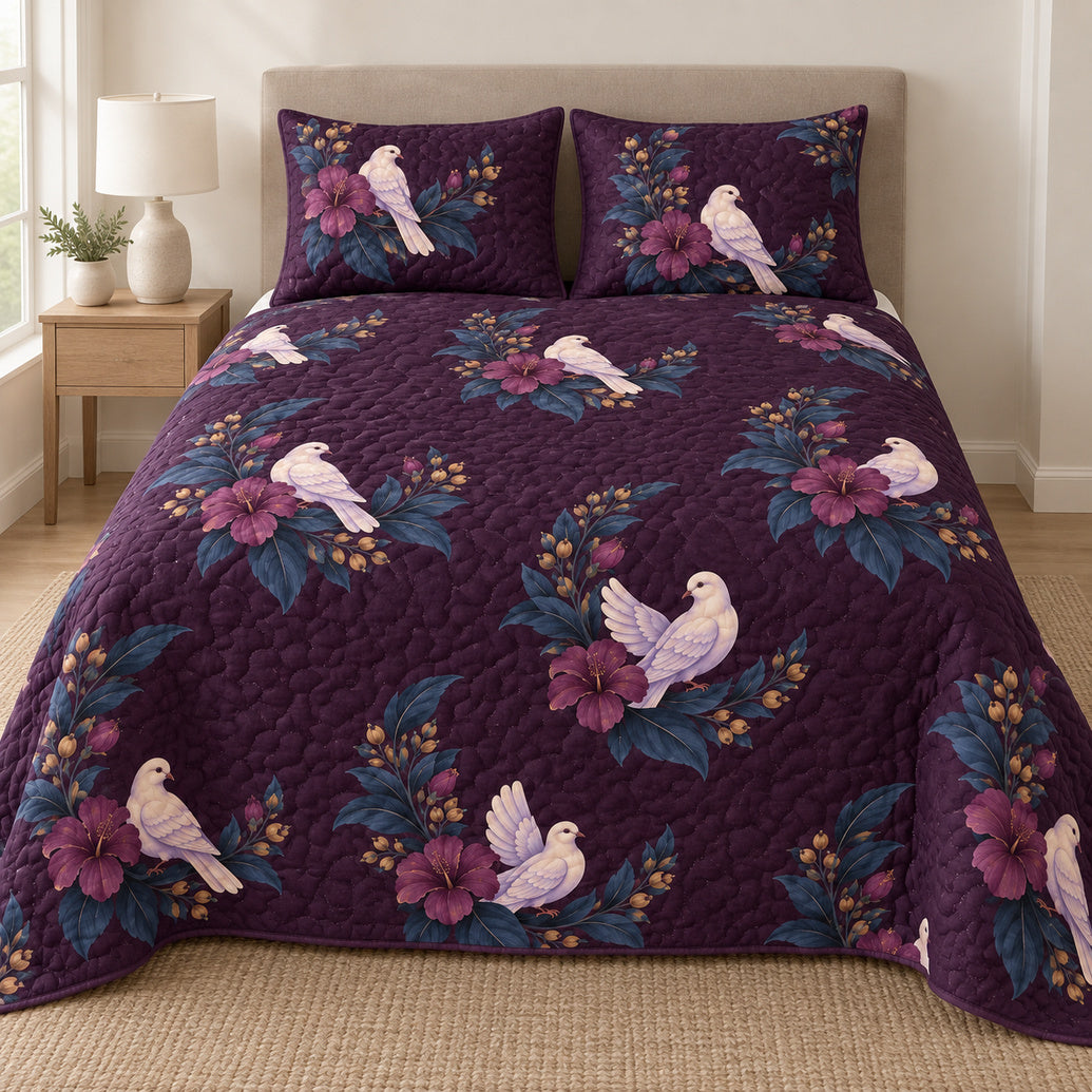 Aubergine Dove Crescents Bedding Set