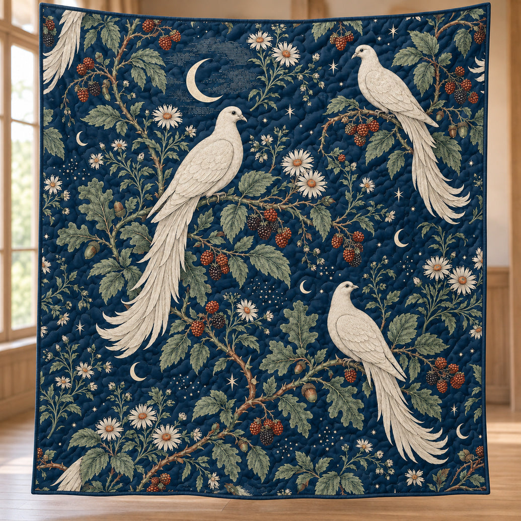 Twilight Blackberry Dove Toile Quilt Blanket