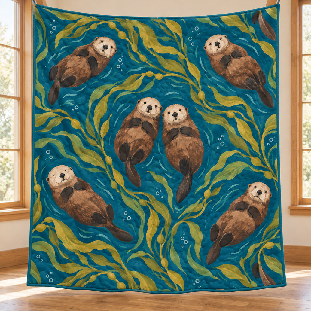 Otter Kelp Canopy Quilt Blanket