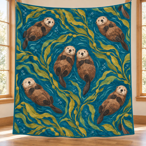 Otter Kelp Canopy Quilt Blanket