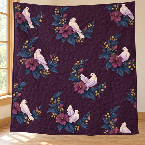 Aubergine Dove Crescents Quilt Blanket