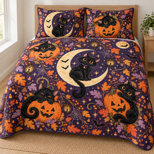 Black Cat Pumpkin Moon Parade Bedding Set