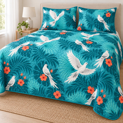 Lagoon Dove Fronds Bedding Set
