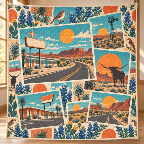 Lone Star Roadside Collage Quilt Blanket