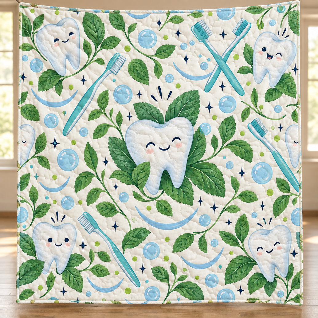 Mint Smile Garden Quilt Blanket