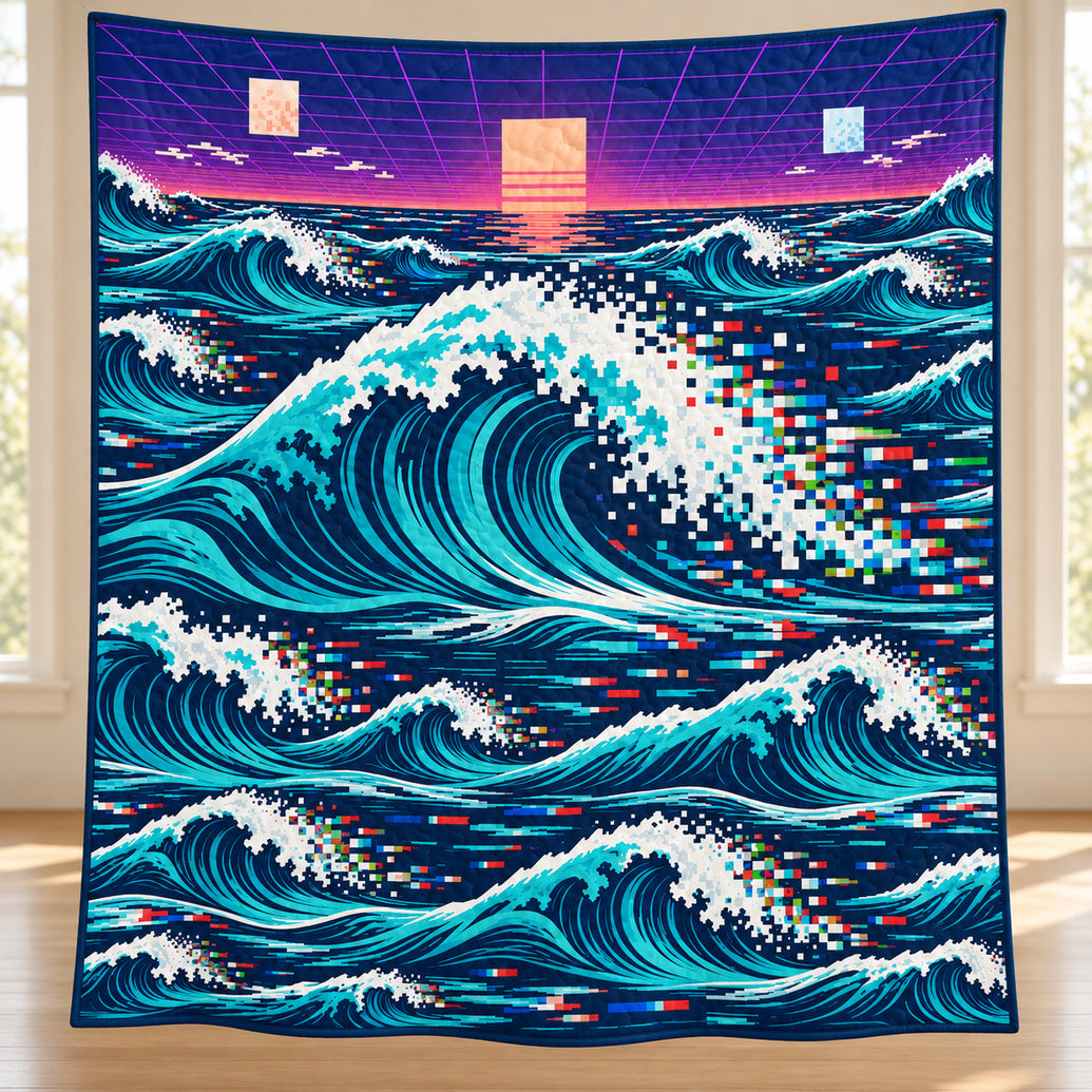 Pixel Breaker Coast Quilt Blanket