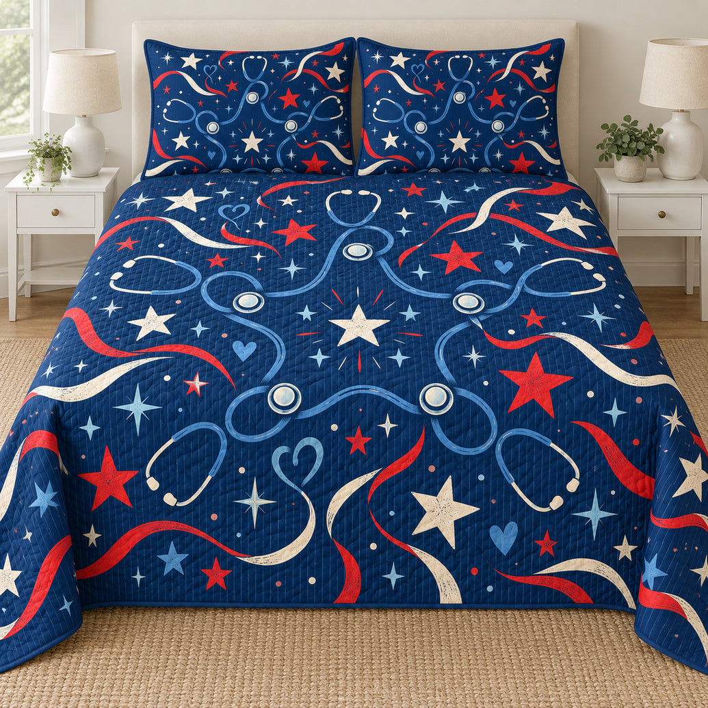 Midnight Stethoscope Parade Bedding Set