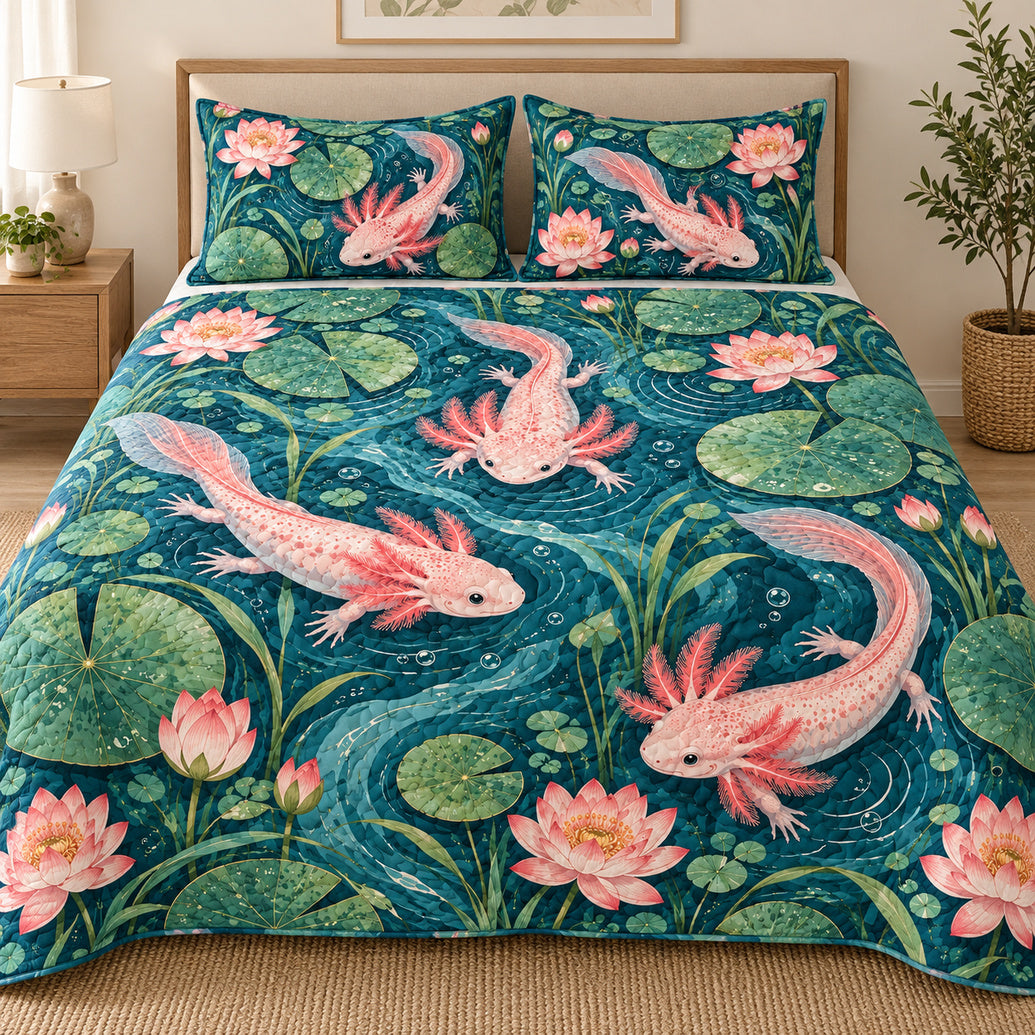 Lotus Lagoon Axolotls Bedding Set