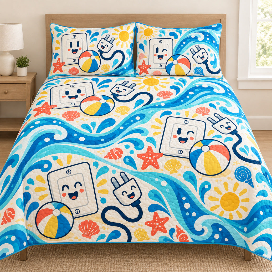 Plugged-In Beach Break Bedding Set