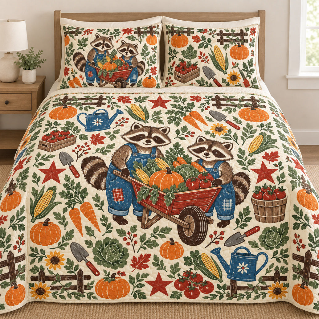 Harvest Cart Raccoon Co-op Bedding Set