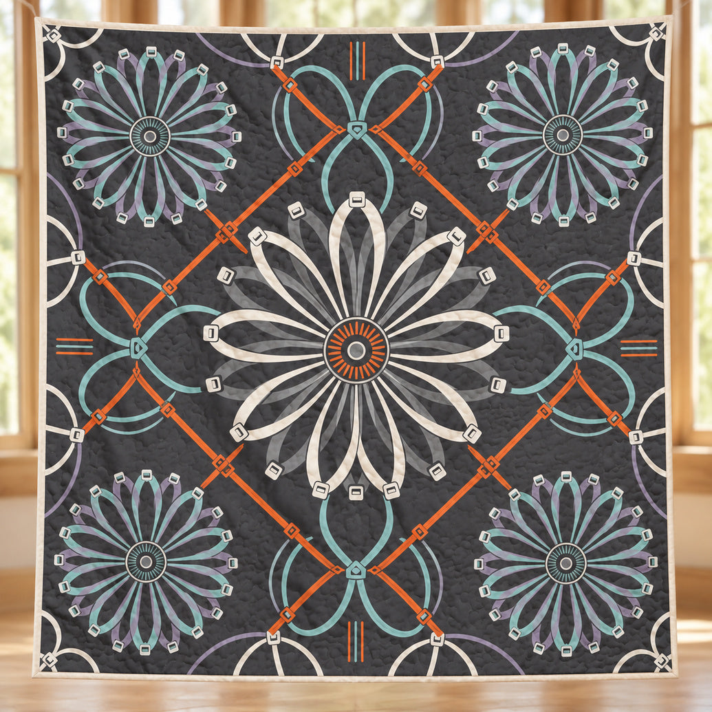 Zip-Tie Bloom Grid Quilt Blanket