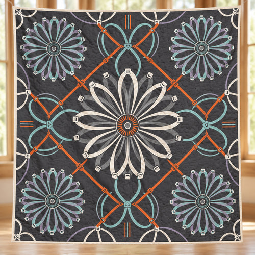 Zip-Tie Bloom Grid Quilt Blanket