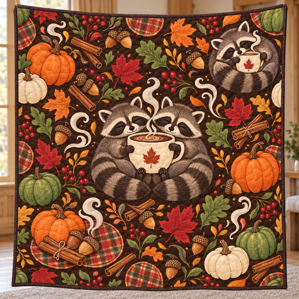 Acorn Cup Raccoon Retreat Quilt Blanket