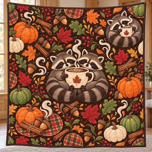 Acorn Cup Raccoon Retreat Quilt Blanket