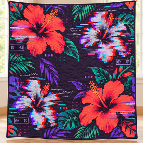 Hibiscus Signal Break Quilt Blanket