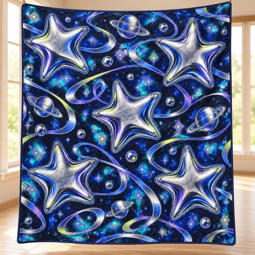 Orbital Chrome Starburst Quilt Blanket