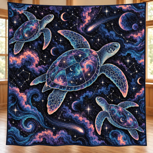 Nebula Drift Sea Turtles Quilt Blanket