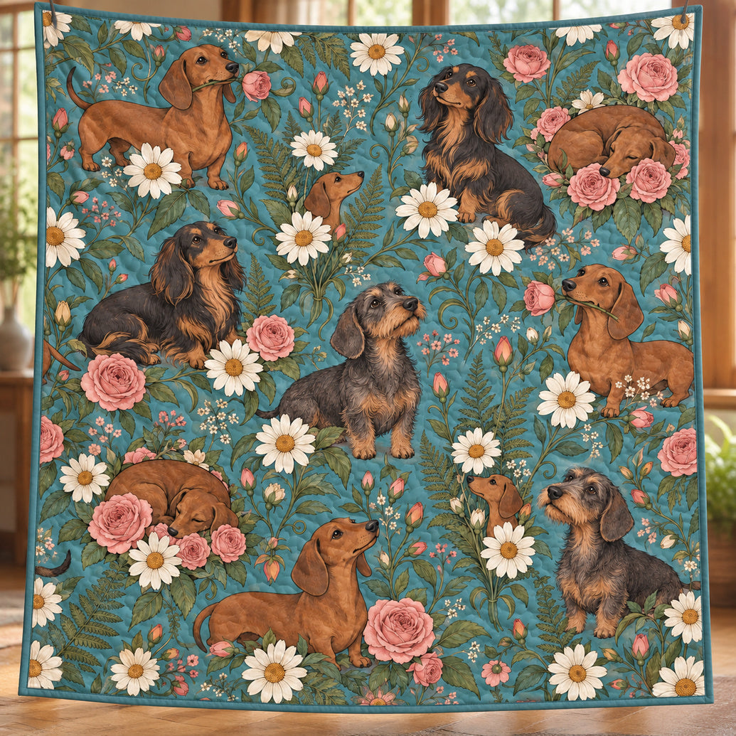 Rosewood Dachshund Conservatory Quilt Blanket