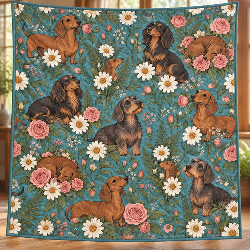 Rosewood Dachshund Conservatory Quilt Blanket