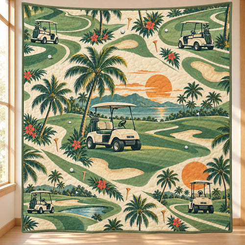 Palm Cart Sundown Quilt Blanket