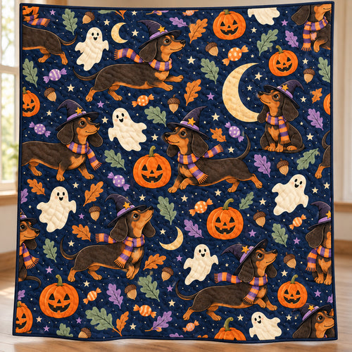 Moonlit Wiener Trick-or-Treat Quilt Blanket