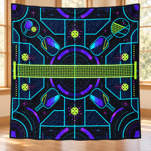 Neon Net Vector Quilt Blanket