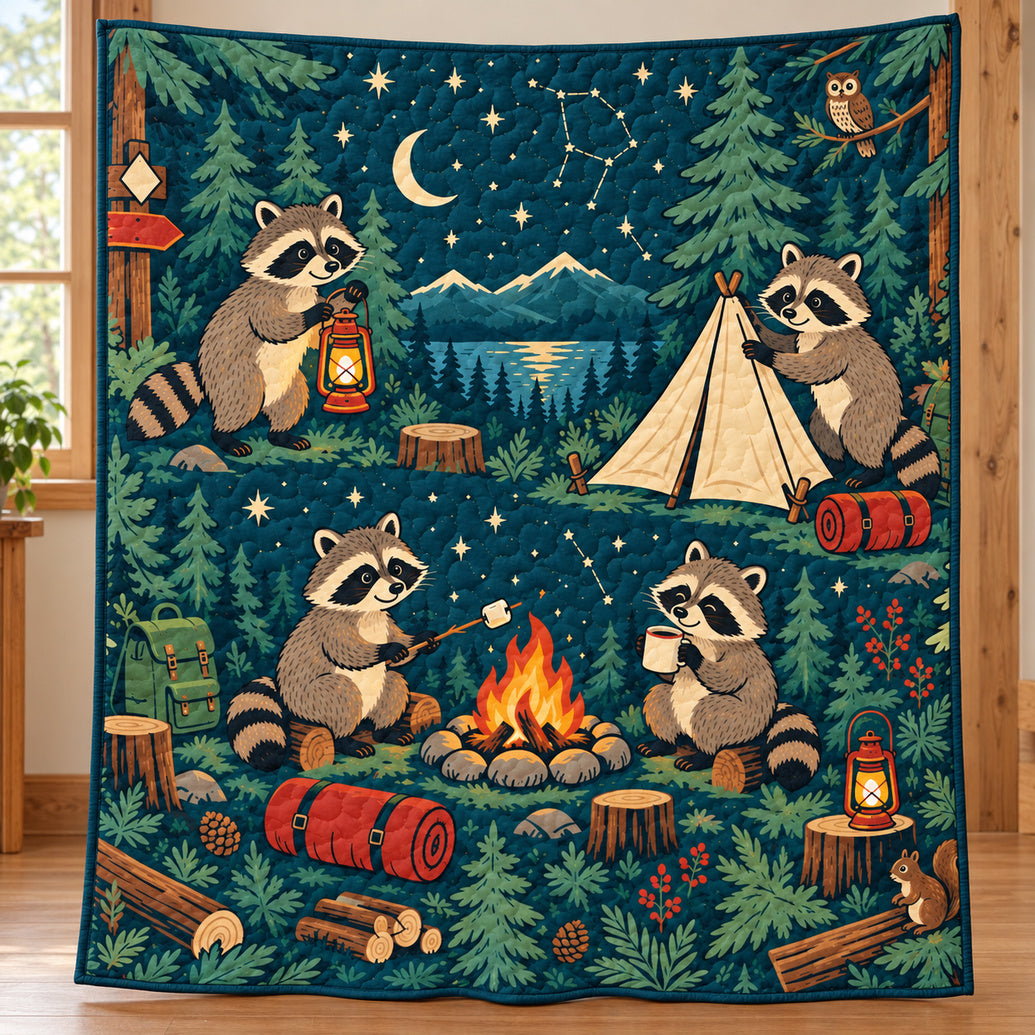 Lantern Camp Raccoon Trails Quilt Blanket